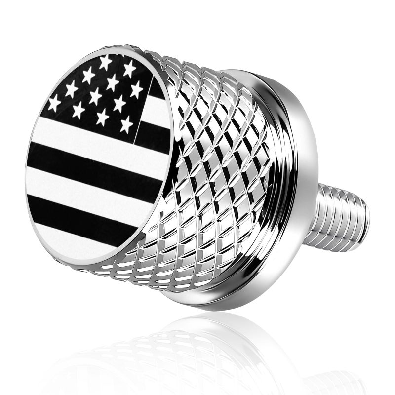 GUAIMI Stainless Knurled Fender Seat Bolt Screw 1/4"-20 Thread Compatible with Harley 1996-2026 Sportster Dyna Softail Touring CVO - American Flag -Chrome - Image 1